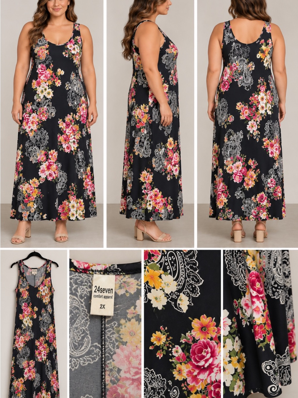 Black floral dress- Plus Size 2X